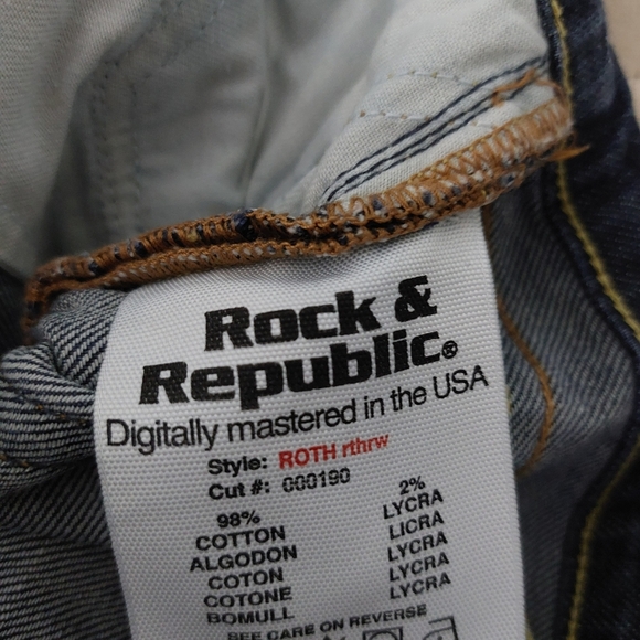 Rock & Republic Y2K Dark Wash Blue Wide Boot Leg 70' vibes Low Rise Jeans Sz. 26 - Picture 11 of 11